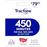 Tracfone $79.99 Prepaid Card: 450 Talk Minutes / 90 Service Days (Basic Phones Only) [Physical Card]