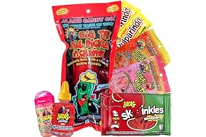 PATROCLUS Chamoy Pickle Kit, Mexican Sour Candy Dulces, Delicious Sour Belts, Lucas 8 Pc