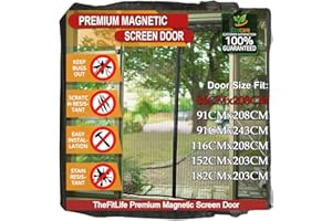 TheFitLife Magnetic Screen Door - Heavy Duty Mesh Curtain with Full Frame Hook and Loop Powerful Magnets That Snap Shut Autom