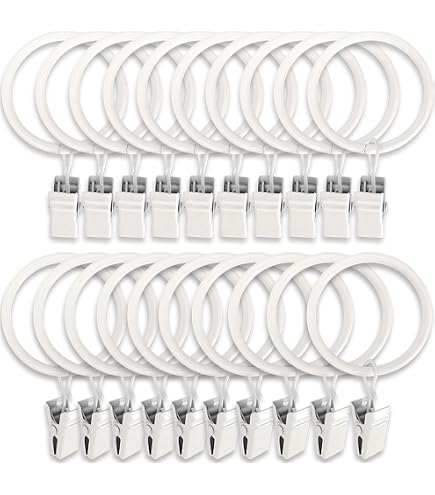 MAHIONG 80-Pack 1.5 Inch Silver Curtain Rings With Clips - Openable Metal Drapery Rod Hooks, Rustproof