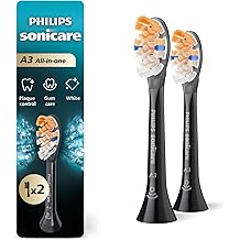 Philips Sonicare A3 All-in-One - Genuine Replacement Electric Toothbrush Heads, Black, 2 Pack, HX9092/95