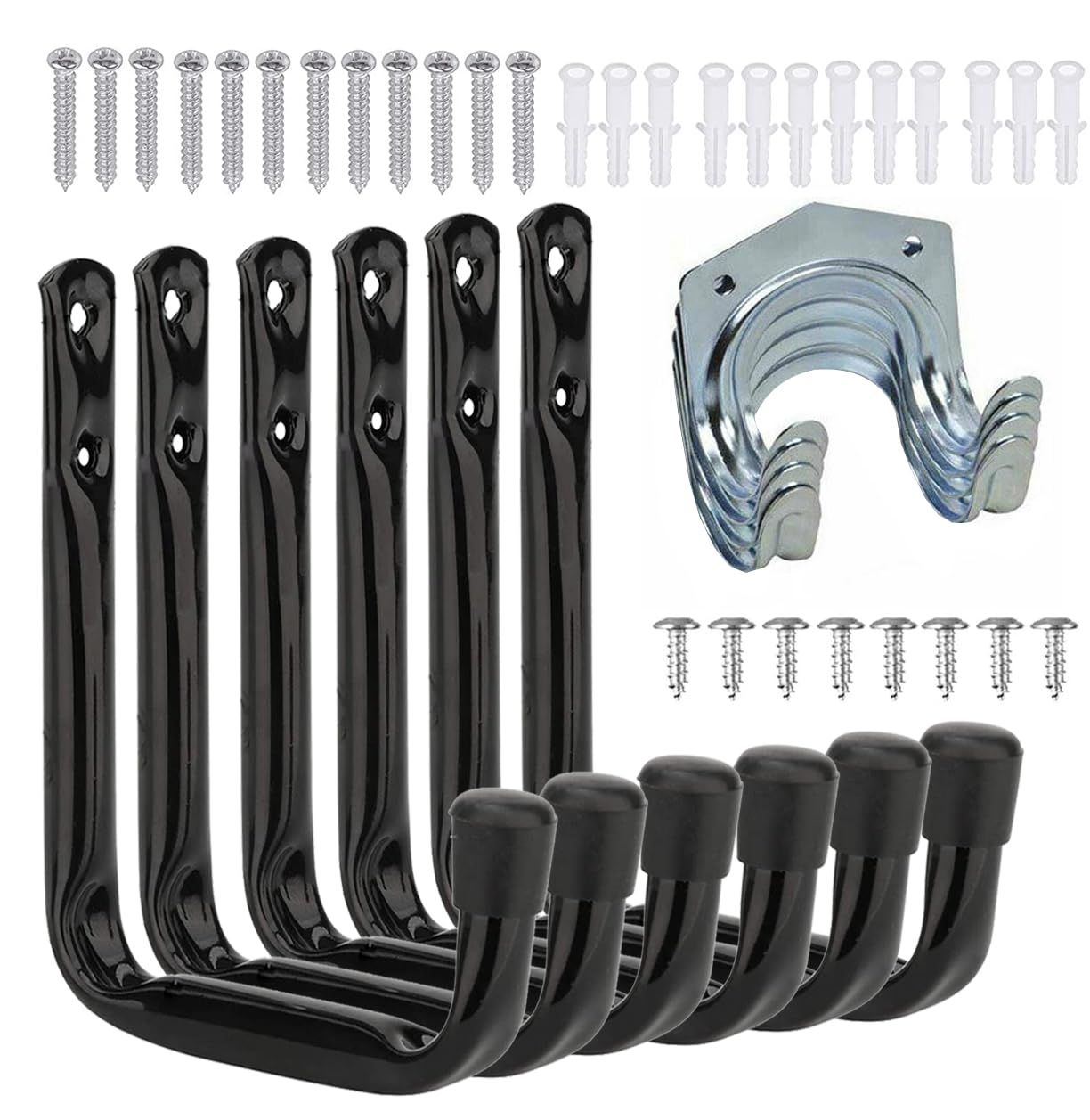 Xndryan Garage Storage Hooks, 6 PCS Heavy Duty Tool Hooks and 4 PCS Shed Hooks, Utility Wall Hanger for Shed Storage, Ladder, Bicycle