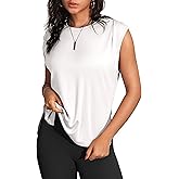 OSTAUG Workout Tank Tops for Women Crewneck Flowy Loose Fit Sleeveless Athletic Gym Tops Running Yoga Shirts Muscle Tank