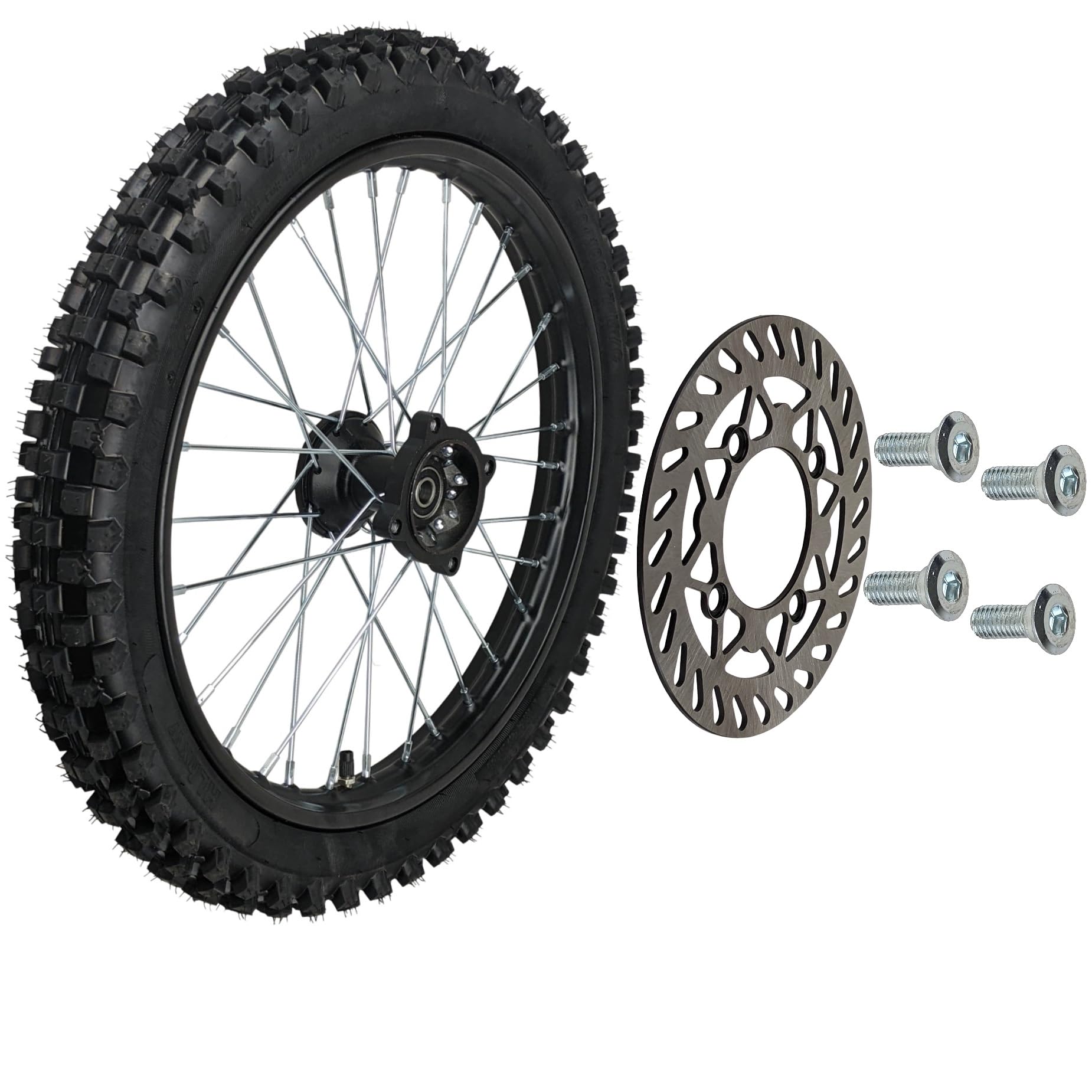 Photo 1 of 17 inch Front Rim Wheel Tire Tube Assembly for Apollo RFZ SSR 125cc XR CRF DB KLX125 KX85 TTR125 YZ85 YZ80 RM80 Dirt Pit Bike Tao Tao BD17 with 15mm Axles Includes Brake Rotor (17 inch)
