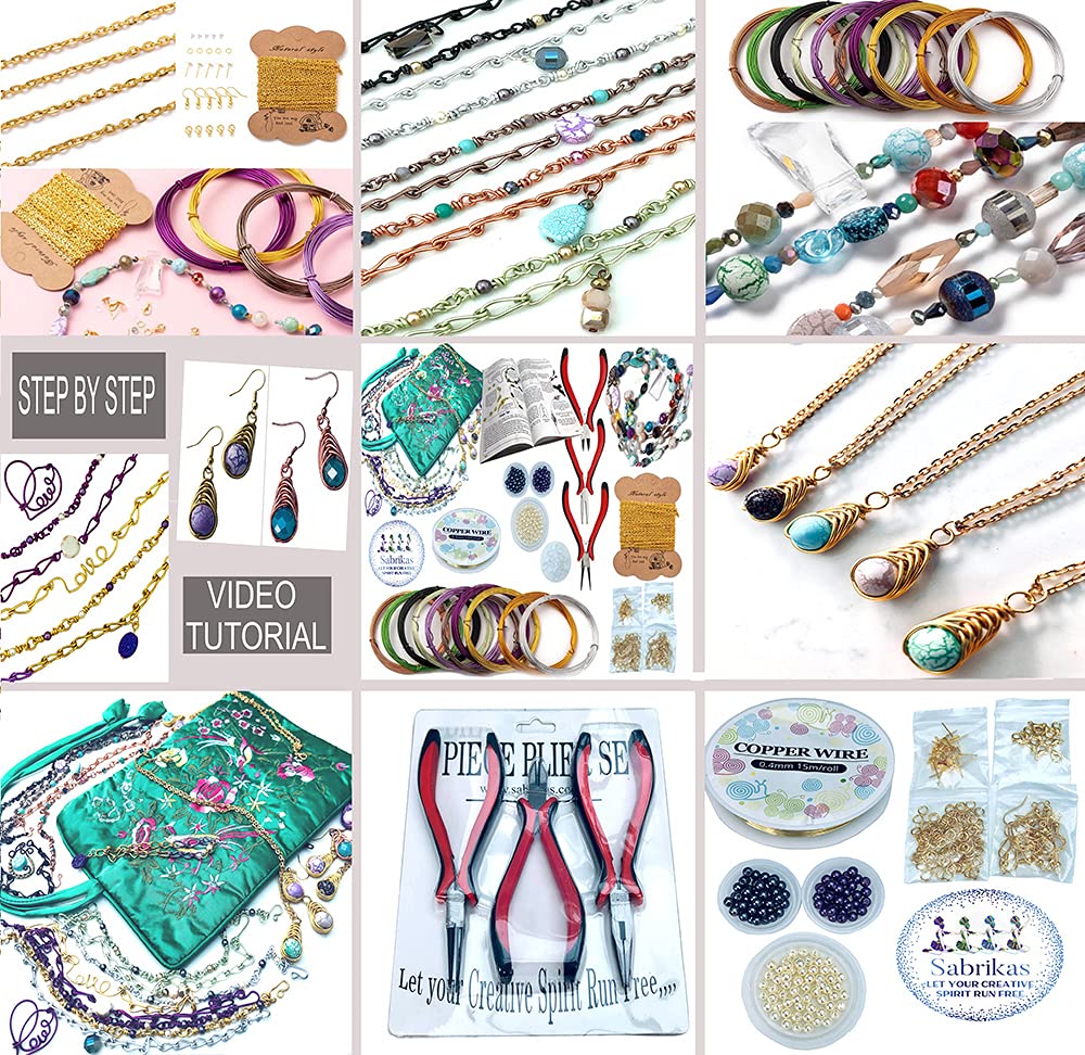 Sabrikas Let Your Creative Spirit Run Free Adults Jewellery Making Kit Craft Wire Art DIY Necklace Bracelet Earrings Gift for Beginners