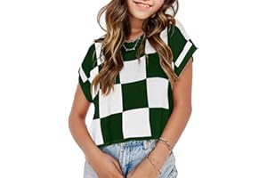 PUTYSENXI Girls Fall Crop Tops 2025 Cute Cap Sleeve Spring Summer Colorblock Loose Kids Knit Winter Sweaters Top