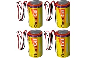 EXELL BATTERY 4x OmniCel ER34615 3.6V 19Ah Size D Lithium Battery with Wire Leads For Carbon Monoxide Detectors, Intrusion Sensors, Invisible Fencing, Emergency Backup, Data Collection, AMR Add-ons