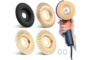 HOMFANSEEC 4PCS Wood Carving Disc Set for 4" or 4 1/2" Angle Grinder with 5/8" Arbor, Grinding Wheel Shaping Disc for Wood Cutting, Grinder Cutting Wheel Attachments(Color:Gold+Black)
