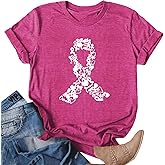 Womens Breast Cancer Shirts Pink Ribbon Cure Breast Cancer Awareness Tshirts Short Sleeve Tops
