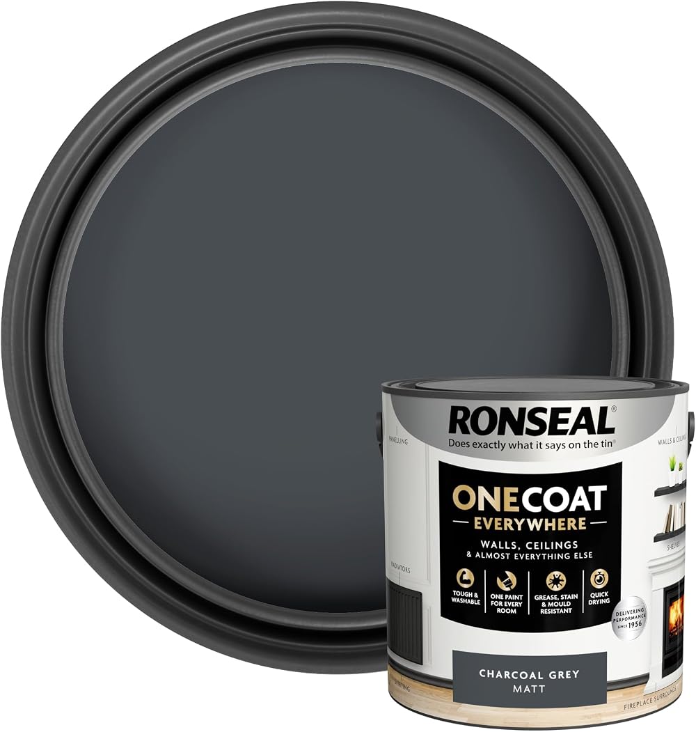 Ronseal One Coat Everywhere Paint Charcoal Grey Matt 2.5L Interior Walls
