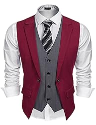 COOFANDY Men's Layered Suit Vest Business Dress