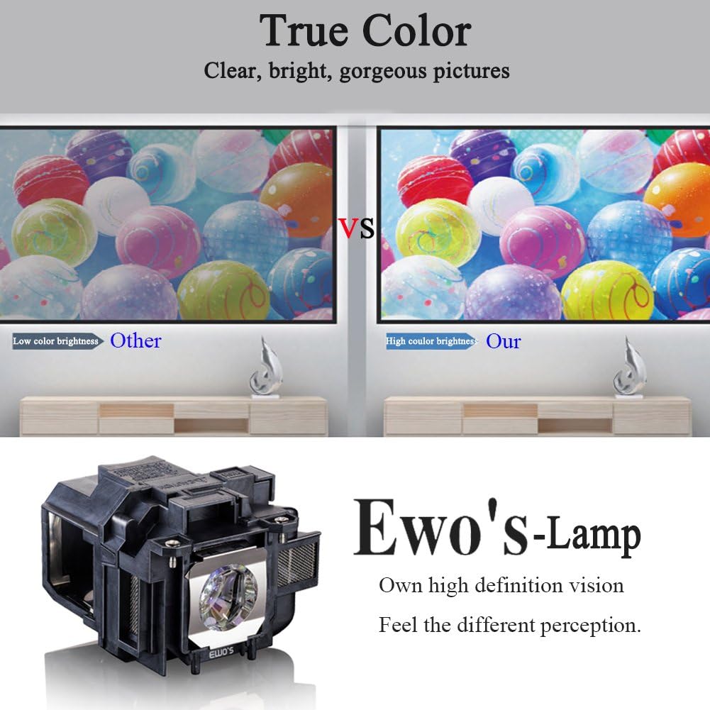 EWO'S ELP78 Lamp Bulb for Epson ELPLP78 PowerLite Home Cinema 2030 2000 730HD 725HD 600 VS230 VS330 VS335W EX3220 EX6220 EX7220 EX7230 EX7235 EX5220 V13H010L78 Replacement Projector Lamp Bulb: Office Products