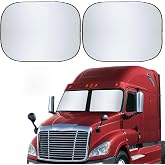 EcoNour Semi Truck Windshield Sun Shade, Reflective UV &amp; Heat Protection | 40" L x 32" D, Front Window Sunshade, 240T Polyester, Silver Coated, Heat &amp; UV Block Protection