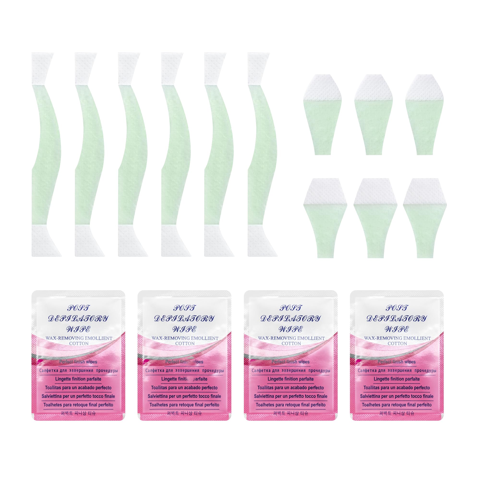 Sensitive Skin Eyebrow Wax Strips Cold 24 Strips with 4 Calming Oil Wipes Hair Removal Strips Facial Waxing Strip Fast Hair Remove