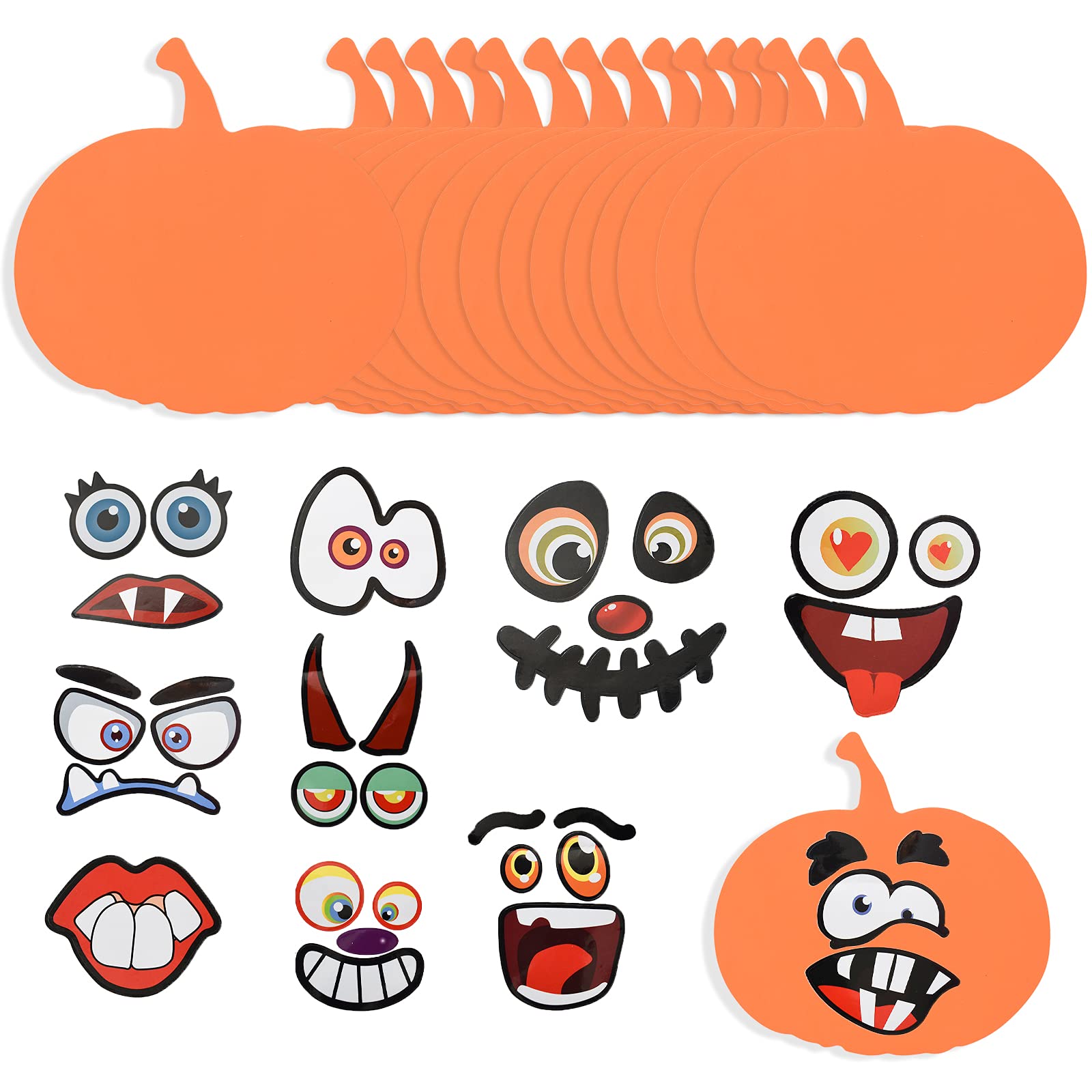 TRIXES 32PC Pumpkin Craft Kit - Art Supplies - Halloween Party - Kids Party Stickers - Craft Kits for Kids - Stickers for Children - Halloween Decorations - Party Bag Fillers