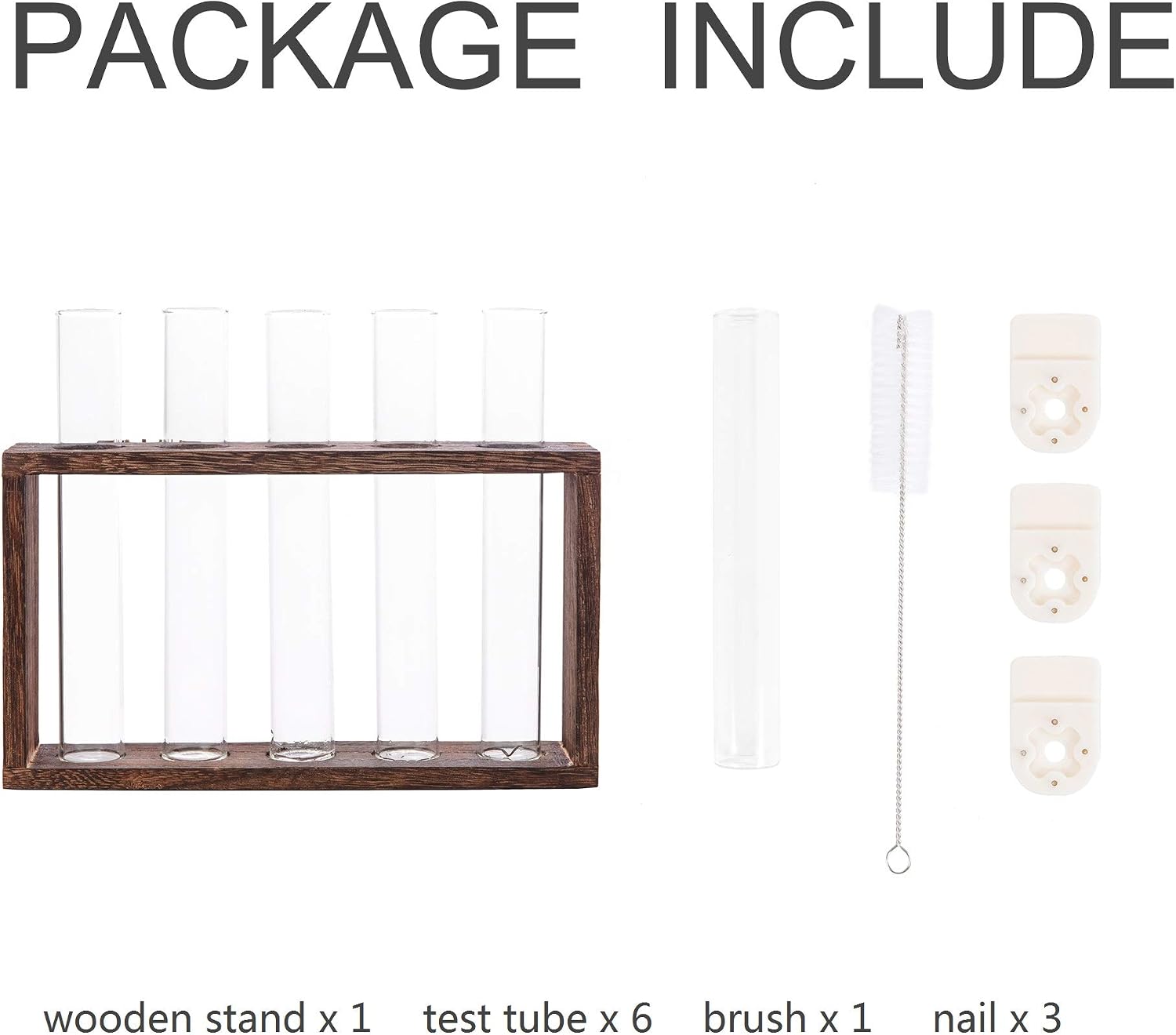 Hyindoor Desktop Glass Planter Propagation Station Wall Mounted Hanging Test Tube Vase with Wooden Stand Rack Terrarium Planter for Hydroponic Plants Cutting Office Home Decoration - Image 5