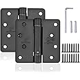 SORGMACH Self Closing Door Hinge 4 inch Matte Black Auto Close Hinges Adjustable 4 x 4 Inch Spring Hinges Door Closer Hinge 1/4" Radius Corner Commercial Auto Self-Closing Hinge UL Listed, 2 Pieces