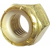 Fastenere Nylon Insert Hex Lock Nuts 1/4"-20 Solid Brass Alloy Steel Grade 360, Plain Finish, Corrosion-Resistant, Durable Hardware Nuts for Secure Fastening, Locking Nut, (50-Pack)