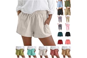 babysbule Cotton Linen Shorts for Women Summer Shorts 2024 Low Rise Shorts with Pockets Y2k Dressy Casual Linen Shorts S-5XL