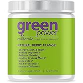 Green Power™ Organic Superfood Greens Powder – Natural Berry Flavor with Spirulina & Chlorella, Probiotics, Energy & Immune Support, Digestive Health – No Preservatives, 16 Whole-Food Nutrients