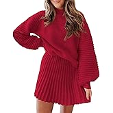 Zwurew Womens 2 Piece Skirt Sets 2025 Mock Neck Ribbed Sweaters and Mini Skirt Fall Winter Two Piece Outfits