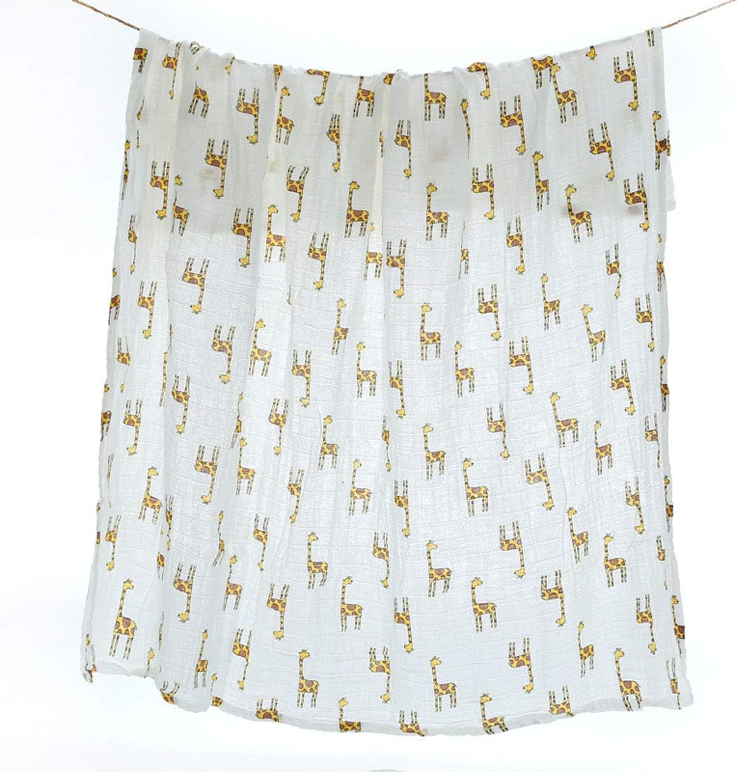 BuxiuGK Baby Muslin Cloths Soft Bamboo Cotton Baby Swaddle Blanket Muslin Squares for Baby Girl or Boy,120cm X 110cm/47"x43",Giraffe - Image 4