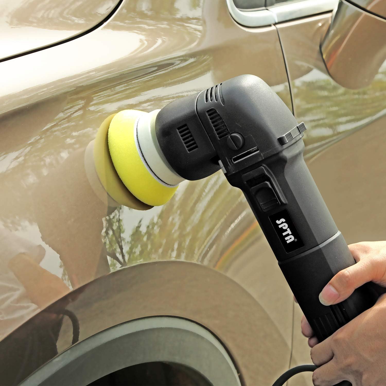 Polisher, SPTA Orbital Car Polisher 3 Inch 10mm/780W Variable Speed Orbit Dual Action Polisher Auto Detailing Tools Come with DA Polishing Pads+Sanding Discs+Pad Conditioning Brush+Car Scratch Remover: Automotive
