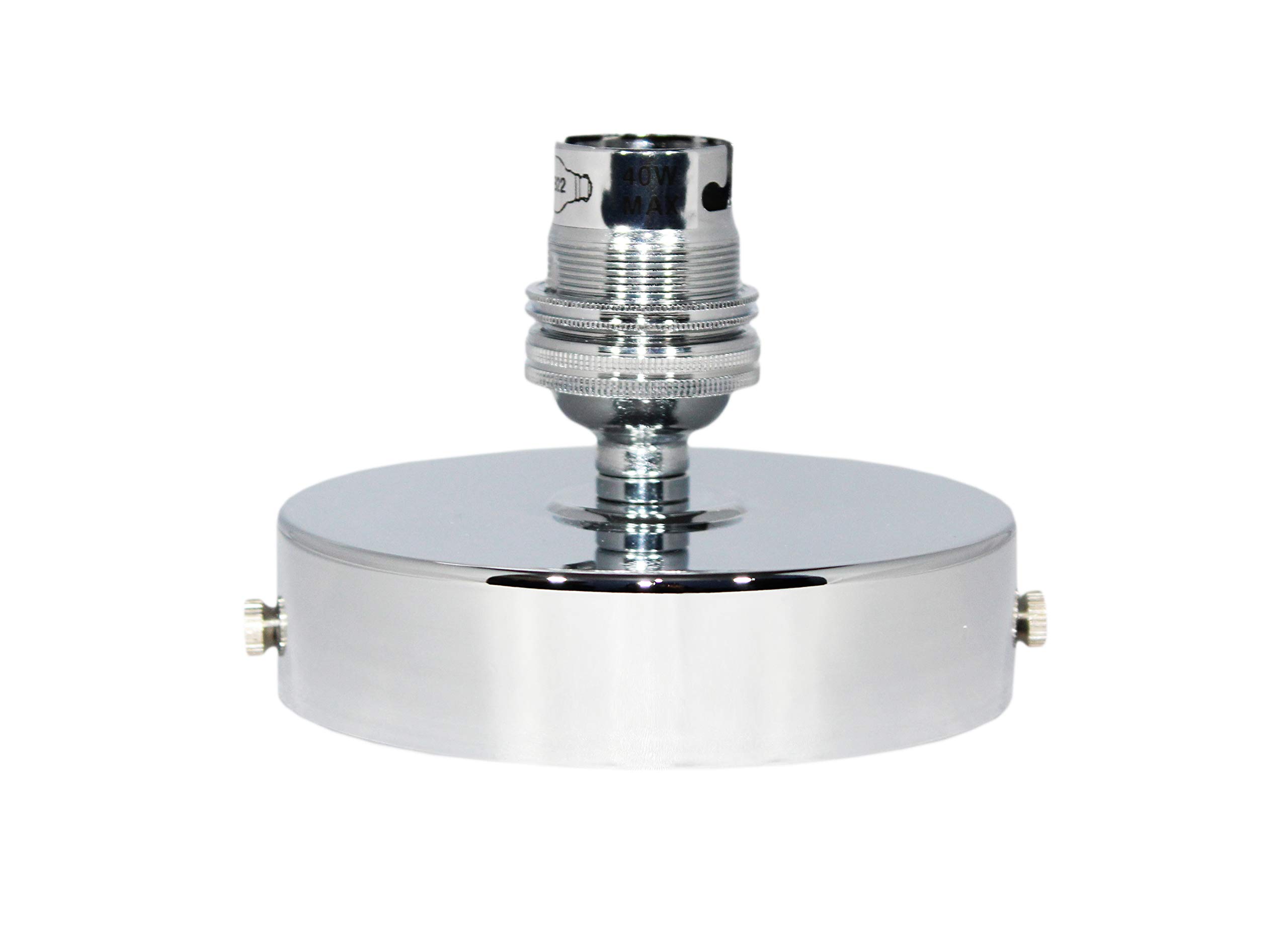 Chrome Ceiling Rose Light Pendant Fitting Flat Ceiling Pendant Light Fitting Modern B22 40W Lamp Holder (Chrome)