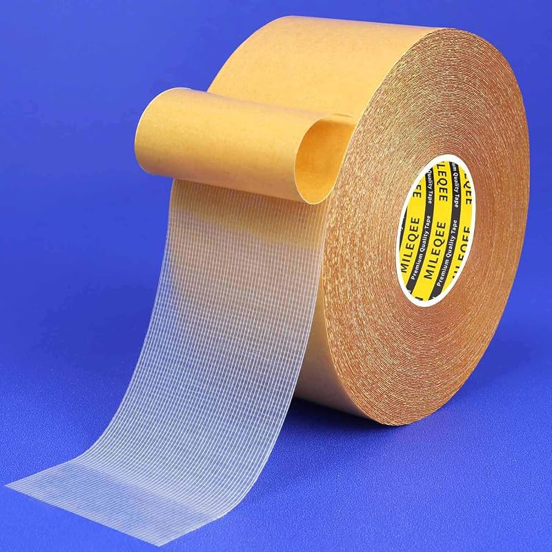 MILEQEE Double Sided Tape Heavy Duty 2in x 66ft Fiberglass Mesh High Tack