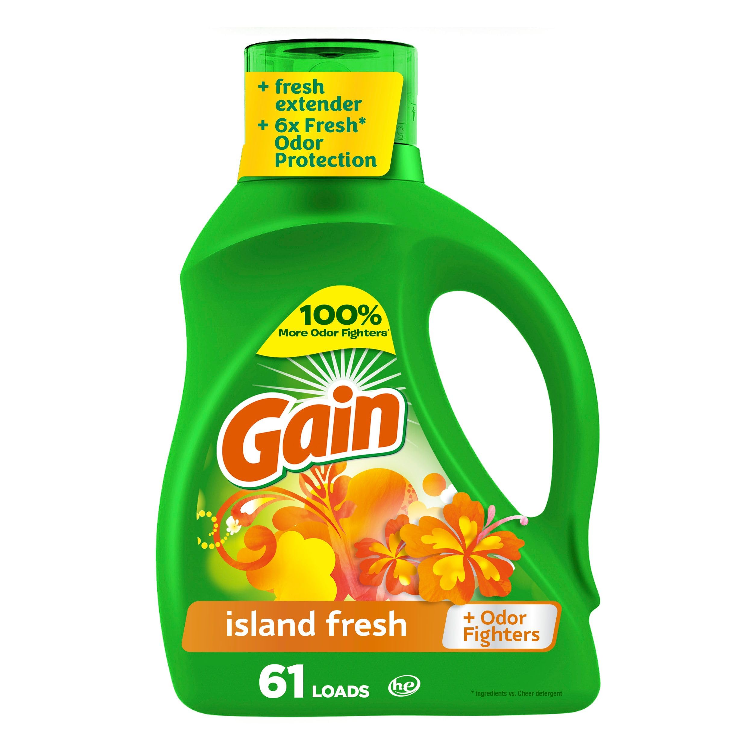 Photo 1 of Gain + Aroma Boost Liquid Laundry Detergent, Island Fresh Scent, 61 Loads, 88 oz, HE Compatible