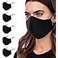 5 Pcs Cotton Black Face Masks Washable, Face Covering with Breathable Comfort Loops, Size Fit Small Face, Reusable…