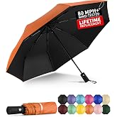 Yoobure Windproof Automatic Travel Umbrella, Compact Folding UV Sun &amp; Rain | One-touch auto open close, windproof frame withstands storms, UV protection fabric, lightweight for backpack car daily use