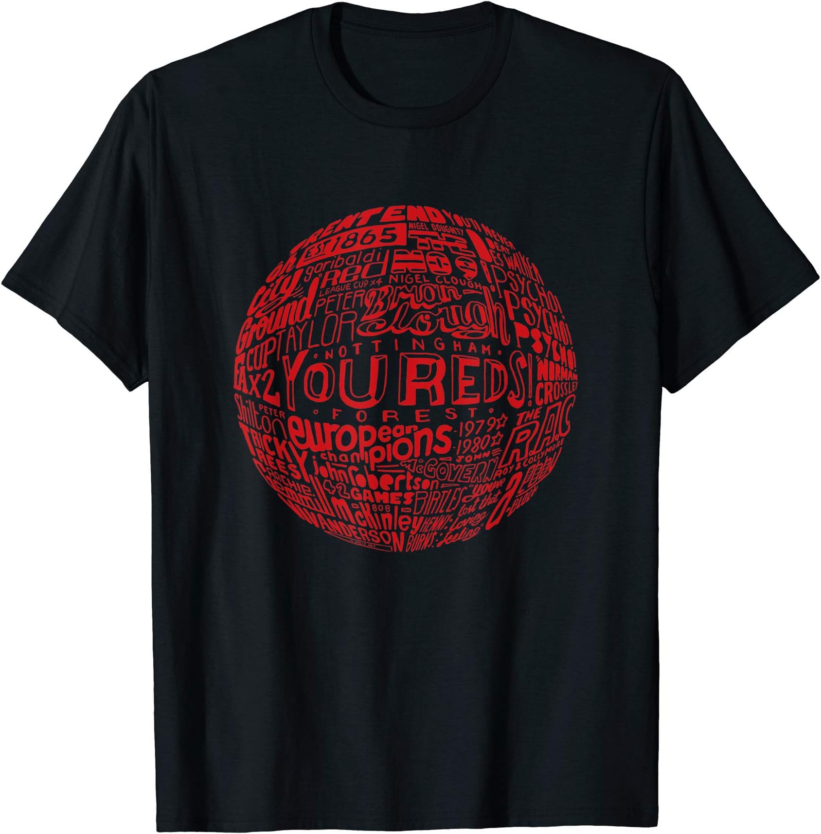 Nottingham Forest - Red Typography Print t-shirt