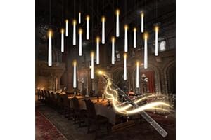 kakoya Flameless Floating Candles with Wand，20 Pcs Magic LED Hanging Taper Candles，Flickering Battery Operated Taper Candle with Wand Remote for Halloween Decorations Best Gift（White）