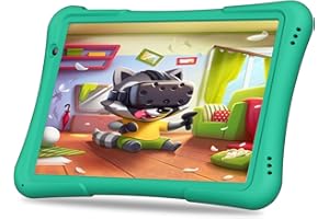 PRITOM 10 inch Kids Tablet Android 14 Tabletas 32GB, Quad-Core, 6000mAh, Large HD IPS Display, WiFi 6, Dual Camera, Bluetooth, Toddler Tablet for Kids Age 3+, Green