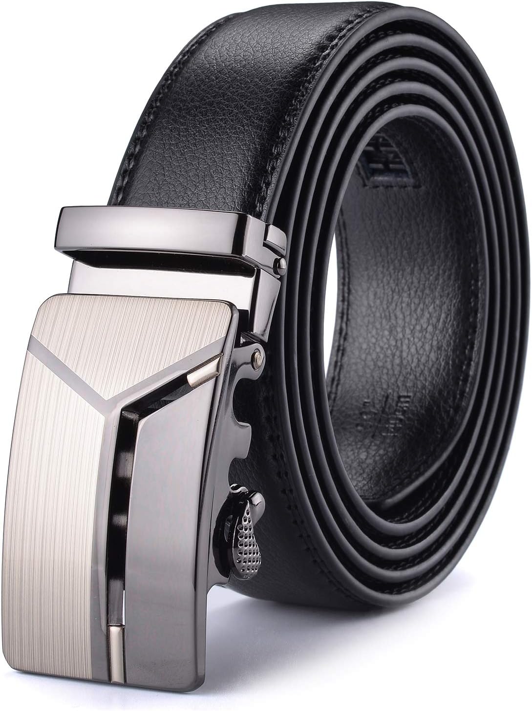 Men's Adjustable Leather Ratchet Belt Automatic Buckle