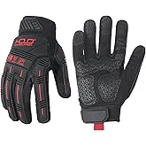 AIGEVTURE Anti Vibration Work Gloves Men TPR Impact Reducing Mechanic Gloves SBR Fingers & Palm Padded Safety Work Gloves