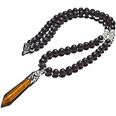 Moonstone Beaded Necklace for Men June Birthstone Jewelry Natural Stone Black Lava Hematite Tigers Eye Handmade Jewelry