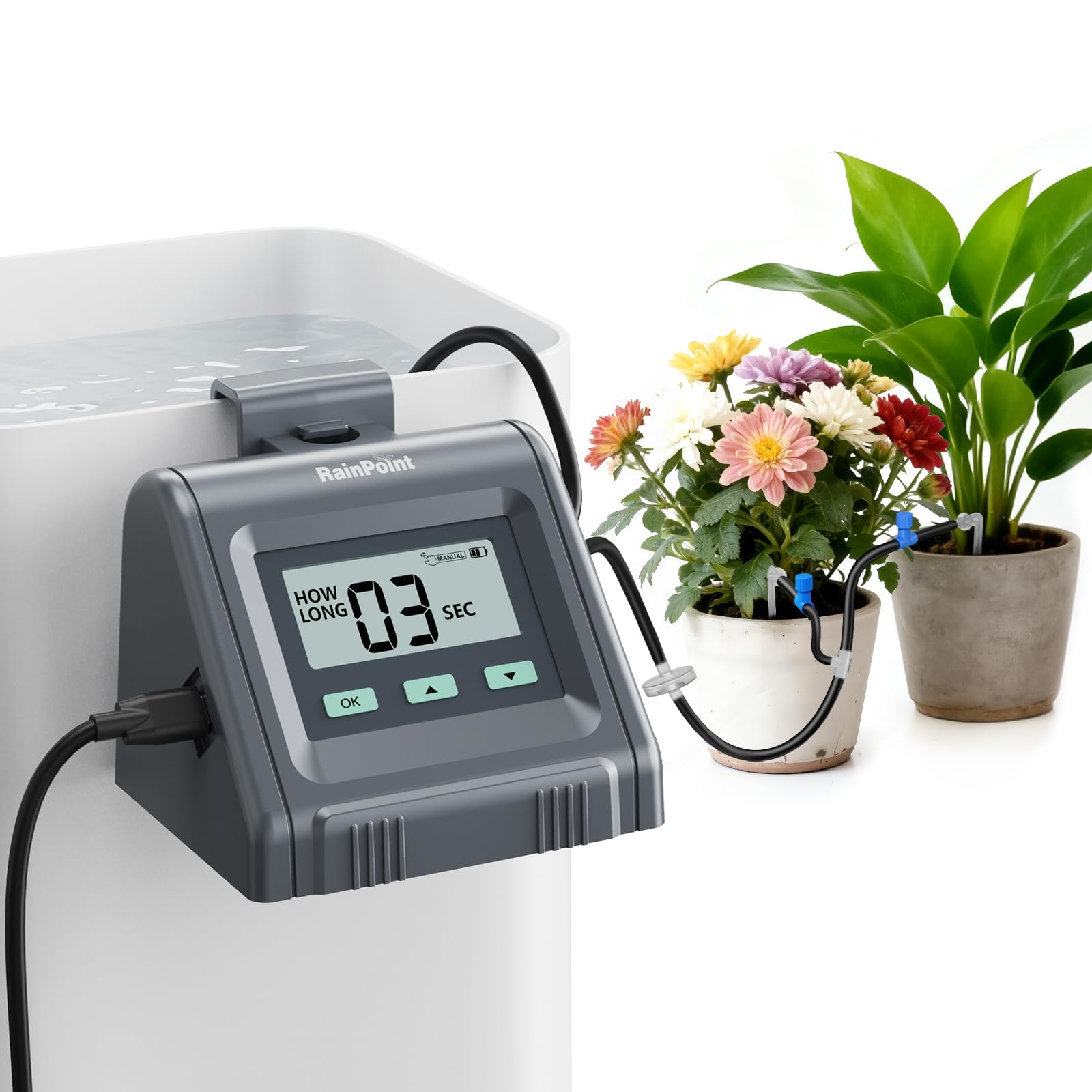 RAINPOINT Automatic Watering System, Water Volume Adjustable, Indoor Self Watering System for Potted Plants, DIY Drip Irrigation Kit for Garden Holiday Plants Watering