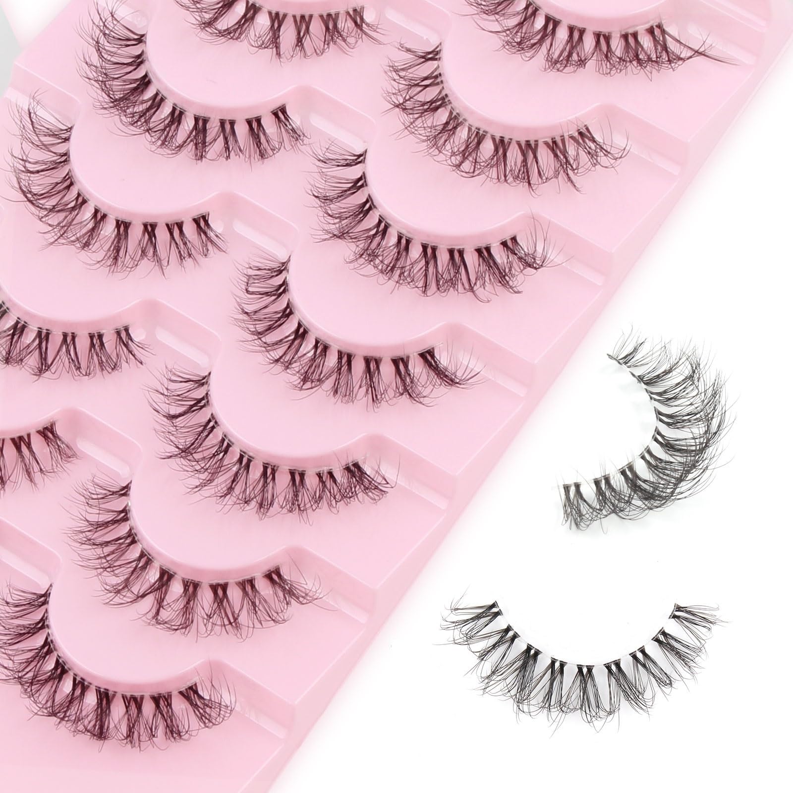Parriparri Lashes Fluffy Wispy False Eyelashes 7 Pairs Soft Fake Lashes Natural Look with Clear Band 8D Light Volume Faux Mink Eyelashes — image 1