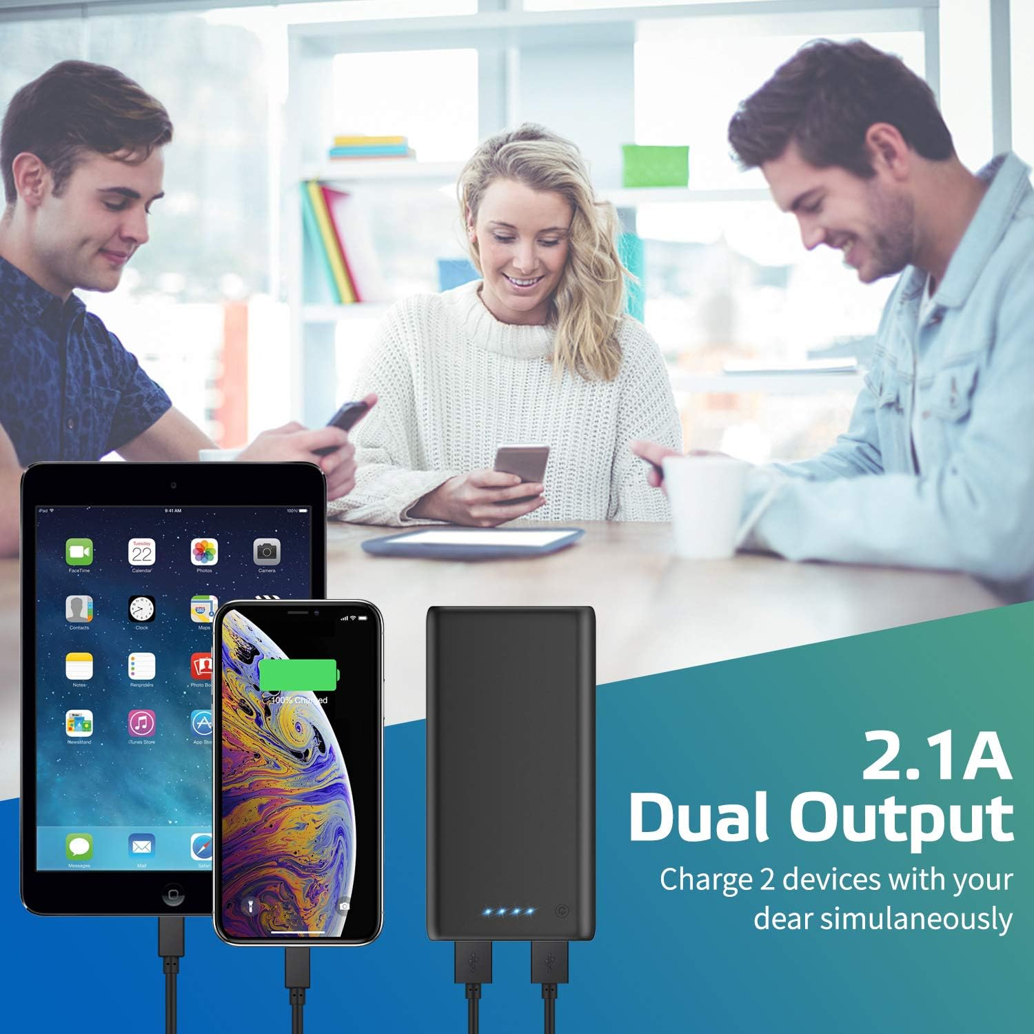 HETP Power Bank, Portable Charger 24800 mah Ultra Compact High Speed External Battery, 4 LED Lights - Image 5