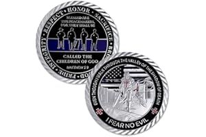 GLAMTUNE US Thin Blue Line St. Michael Police Officers Challenge Coin Motto Commemorative Law Enforcement Coins Collectible