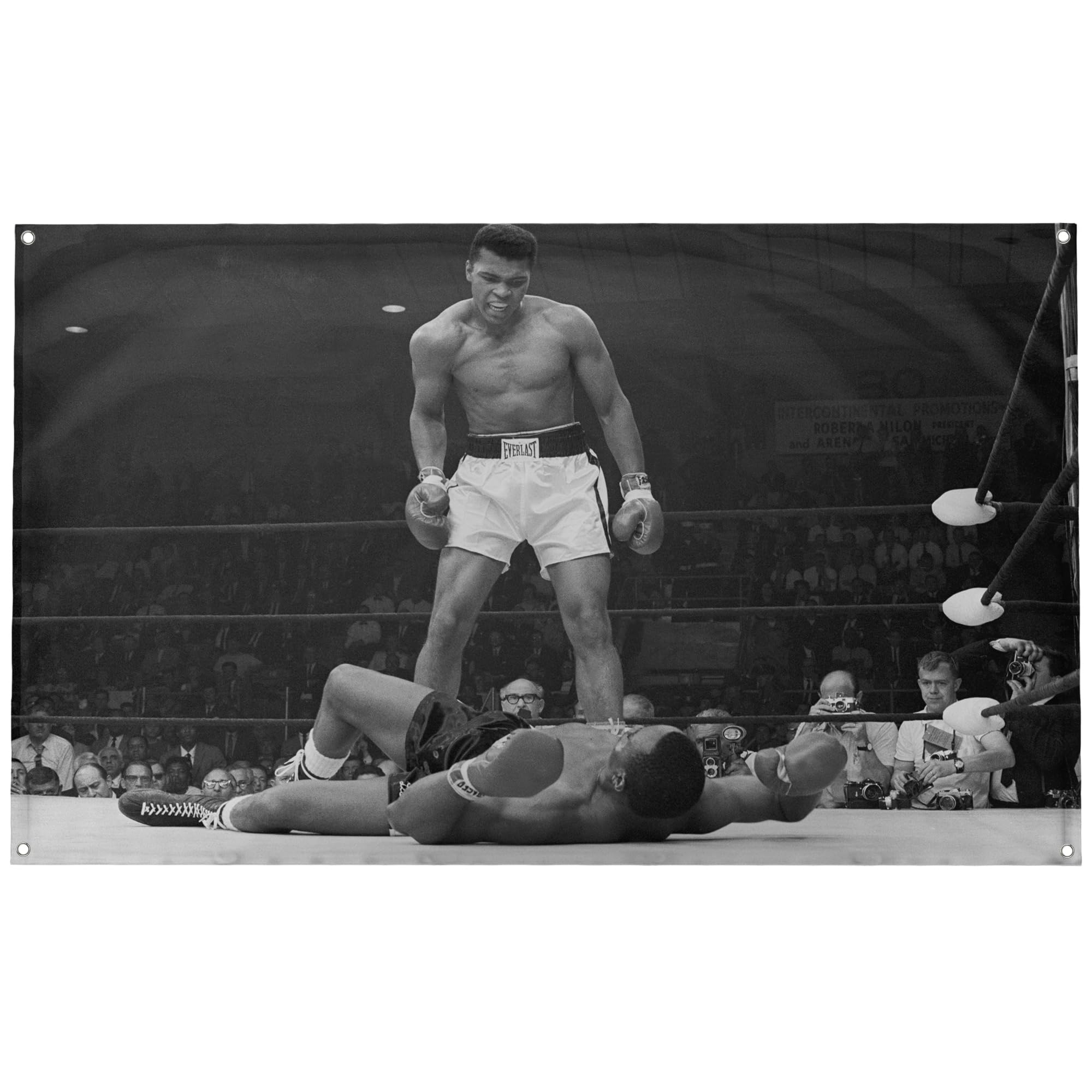 Banger - Muhammad Ali vs Sonny Liston Knock Out Punch Motivational Inspirational Office Gym Dorm Wall Decor Design on a 3X5 Feet Flag with 4 Grommets for Easy Hanging. Authentic BANGER FLAG