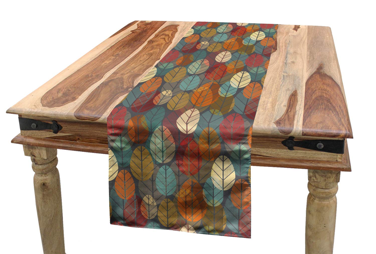 Ambesonne Autumn Table Runner, Colorful Round