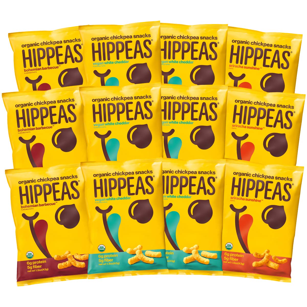 HIPPEAS Organic Chickpea Puffs + Variety Pack 1.5 ounce, 12 count