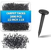 2000 PCS Upholstery Carpet Tacks, 1/2-Inch Bulk Black Furniture Tacks | Upholstery Tacks for Furniture, Wood Stairs Runners Shoe Hanging and Securing Charts Banners Calendars