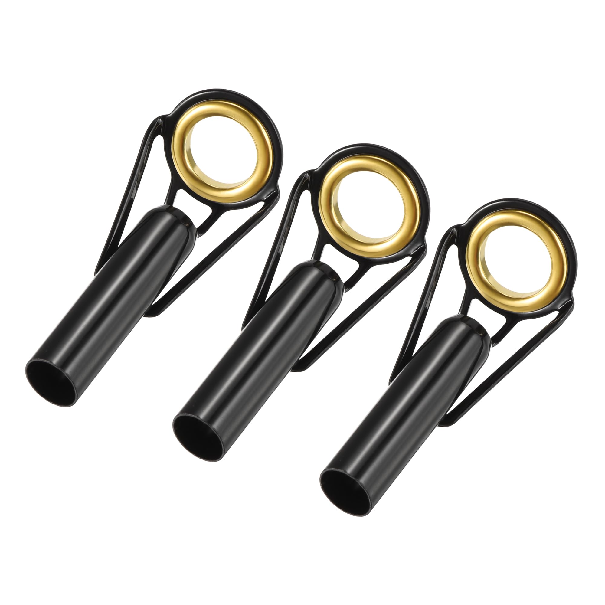 M METERXITY 3 Pack Fishing Rod Tips Repair Kit - Stainless Steel Ring Guide Replacement, Corrosion-Resistant, Apply to Fishing Rod (6.2mm Tube Dia, Black)