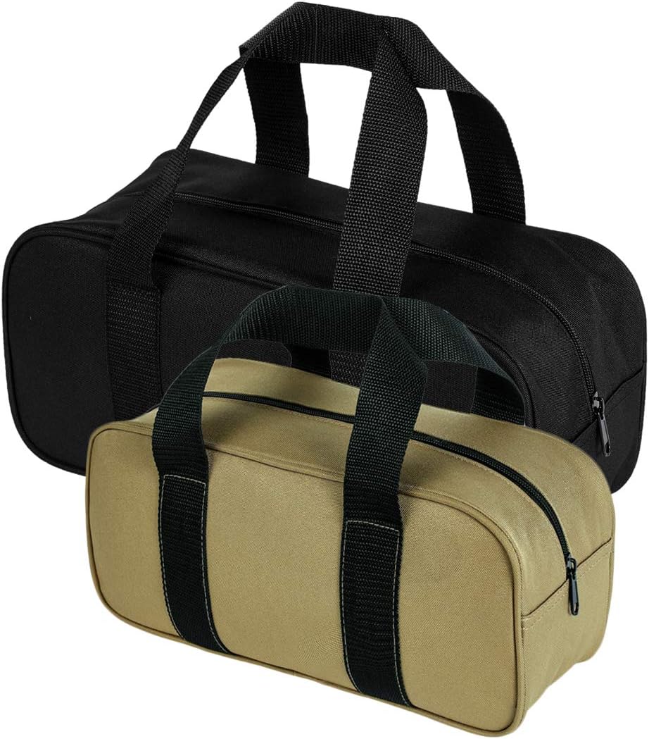 2 pcs Tools Tote Bag, Zipper Closure Tools Bag, One Medium and One Large for Carrying Hand Tools and Other Small to Large Items (1 Black+ 1 Yellow)
