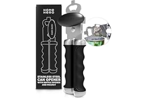 HOME HERO Can Opener Manual Can Opener Smooth Edge - Can Openers for Seniors - Heavy Duty, Stainless Steel Hand Can Opener, Heavy Duty Can Opener, Hand Held Can Opener - Ergonomic Handle