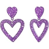 Valentines Outfits for Women Valentines Earrings Heart Earrings for Women Sparkling Red Heart Rhinestone Dangle Earring Valentine's Day Gifts for Her Valentine Jewelry Accessories